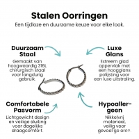 Oorringen &acirc;&euro;&ldquo; RVS Ovale Vorm met Schuine Streepjes (28mm) -