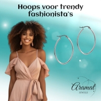Oorringen &acirc;&euro;&ldquo; Stalen Ovale Hoepeloorbellen RVS Zilverkleur - 16mm -