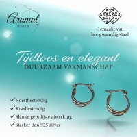 Stalen Oorringen met Triple Hoop Design (16 mm) - 16mm -