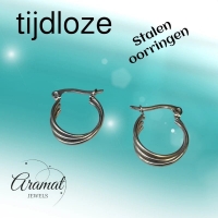 Stalen Oorringen met Triple Hoop Design (16 mm) - 16mm -