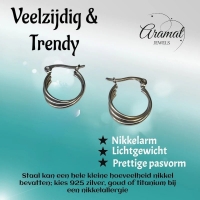 Stalen Oorringen met Triple Hoop Design (16 mm) - 16mm -