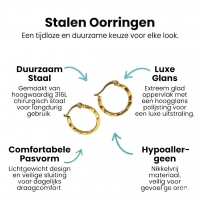 Goudkleurige Oorringen RVS met Fijn Streepmotief (20 mm) -