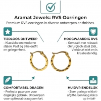 Goudkleurige Oorringen RVS met Fijn Streepmotief (20 mm) -