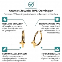 Goudkleurige Hoops RVS met Kruisje - 25mm -