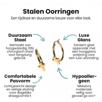 Goudkleurige Hoops RVS met Kruisje - 25mm -