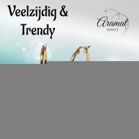 Goudkleurige Hoops RVS met Kruisje - 25mm -