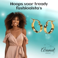 Goudkleurige Hoops RVS &acirc;&euro;&ldquo; Gladde Oorbellen (16 mm Diameter) -