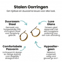 Gladde Hoops RVS &acirc;&euro;&ldquo; Goudkleurige Oorbellen (16, 20 en 25 mm) - 16mm -