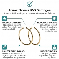 Grote Hoop Oorbellen Goudkleurig RVS met Streepjesmotief (40 mm) - 40mm -