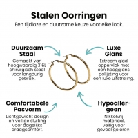 Grote Hoop Oorbellen Goudkleurig RVS met Streepjesmotief (40 mm) - 40mm -