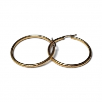 Grote Hoop Oorbellen Goudkleurig RVS met Streepjesmotief (40 mm) - 40mm -