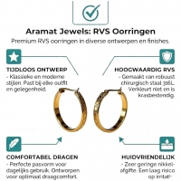 Goudkleurige RVS Oorringen met Ruitjesmotief (25 mm) - 25mm -