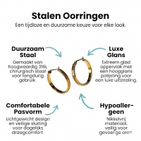 Goudkleurige RVS Oorringen met Ruitjesmotief (25 mm) - 25mm -