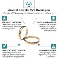 Goudkleurige RVS Hoepeloorbellen met Geruit Motief - 35 mm - 35mm -