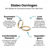 Goudkleurige RVS Hoepeloorbellen met Geruit Motief - 35 mm - 35mm -