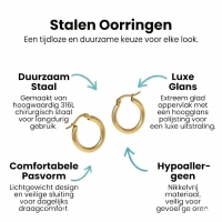 Goudkleurige RVS Hoepeloorbellen met Textuur - 22 mm -