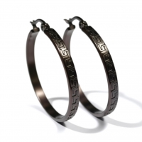 RVS Oorringen Grieks Motief Ros&Atilde;&copy;goud 30mm - Elegante Hoepels - Goudkleur / 35mm -