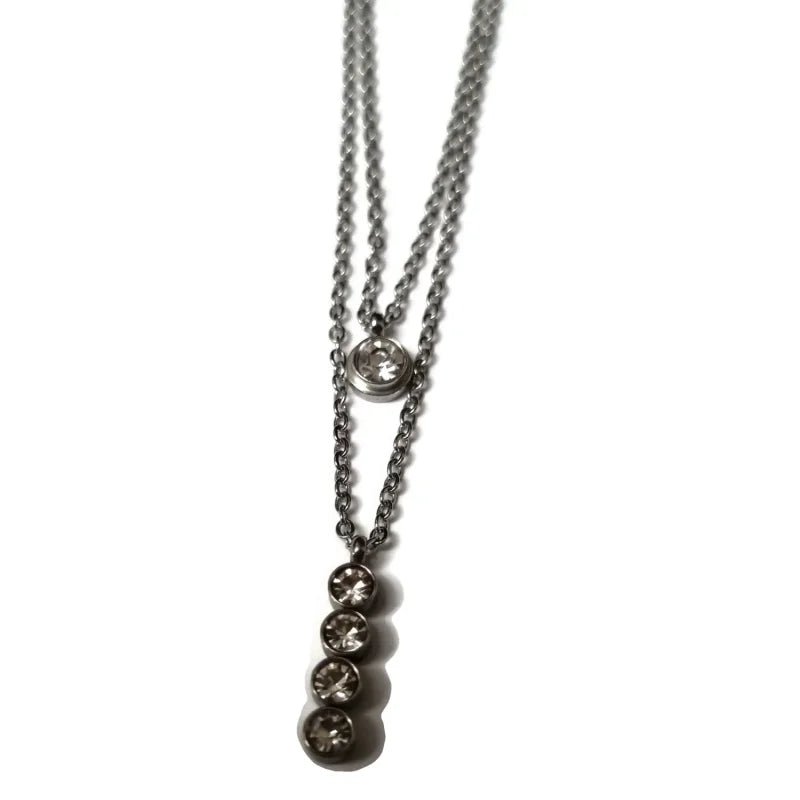 Zilverkleurige Aramat Jewels Dubbele Ketting met Zirkonia - Zilverkleur - Dames