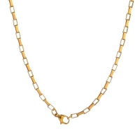 Goudkleurige Stalen Ketting rechthoekige schakel - Goudkleur - Dames