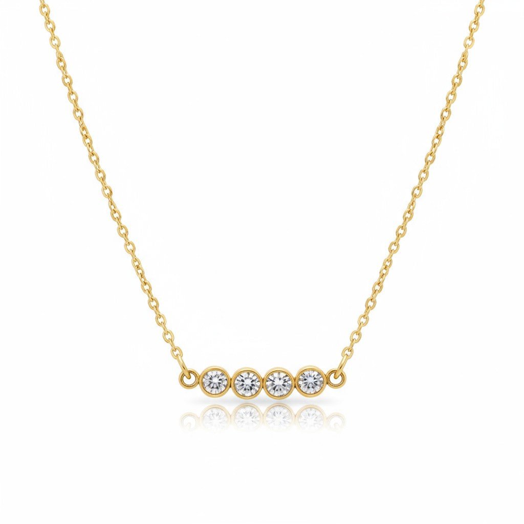 Goudkleurige Stalen Ketting met bar met zirkonia - Goudkleur - Dames