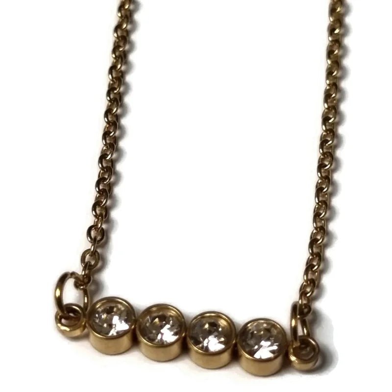 Goudkleurige Stalen Ketting met bar met zirkonia - Goudkleur - Dames