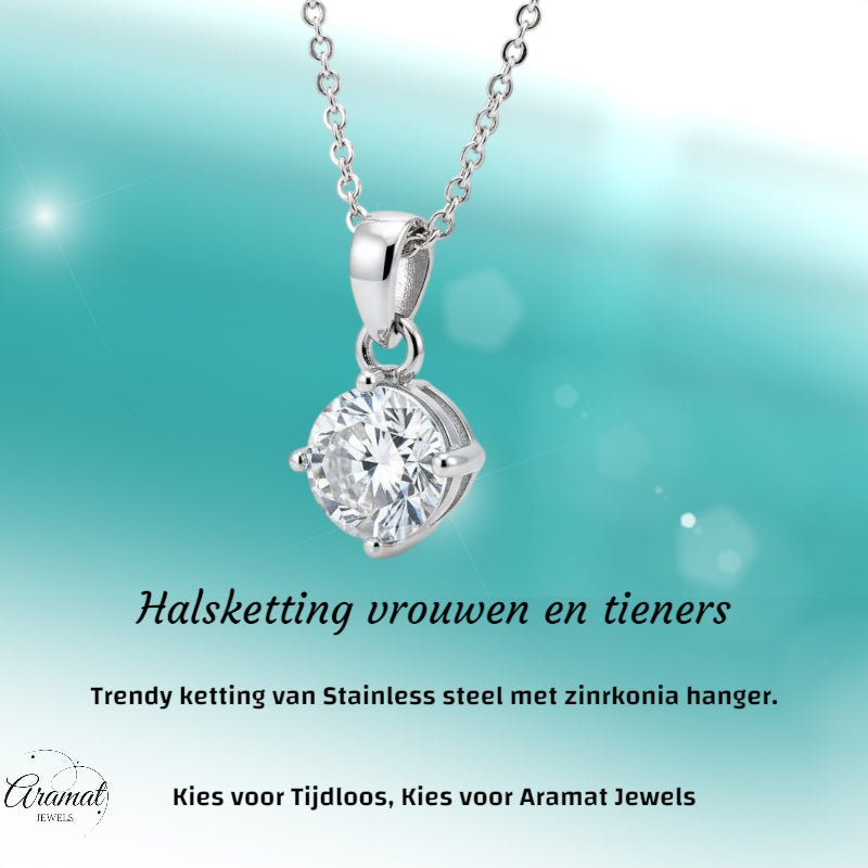 Elegante Rvs Zirkonia Hanger - Roze - Dames