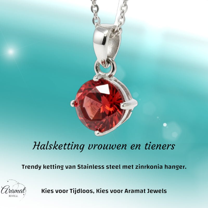 Elegante Rvs Zirkonia Hanger - Roze - Dames