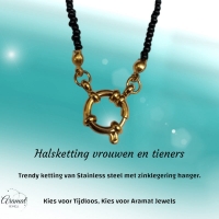Goudkleurige Stainless Steel Bedelketting - Goudkleur - Dames
