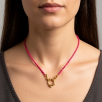 Fel Roze Rocailles Bedelketting - Goudkleur - Dames