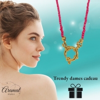 Fel Roze Rocailles Bedelketting - Goudkleur - Dames