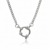 Zilverkleurige Bedelketting met gourmet schakel - 40cm - Dames