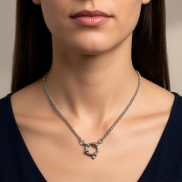 Zilverkleurige Bedelketting met gourmet schakel - 40cm - Dames