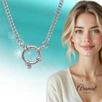 Zilverkleurige Bedelketting met gourmet schakel - 40cm - Dames