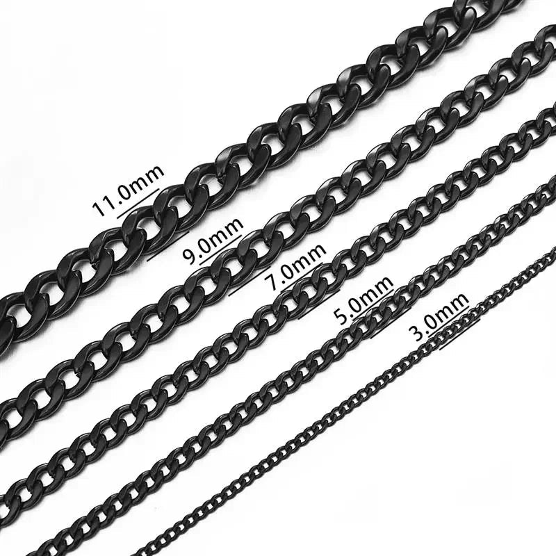 Zwarte Gourmet Schakelketting RVS - 60cm / 4mm - Unisex