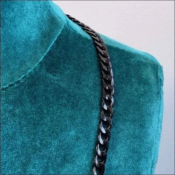 Zwarte Gourmet Schakelketting RVS - 60cm / 4mm - Unisex