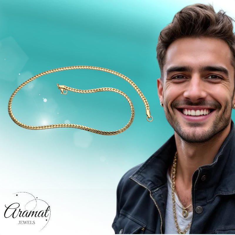 Stalen Gourmet Ketting goudkleurig staal - 50cm / 5mm - Heren