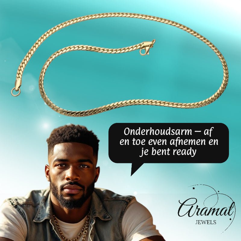 Stalen Gourmet Ketting goudkleurig staal - 50cm / 5mm - Heren