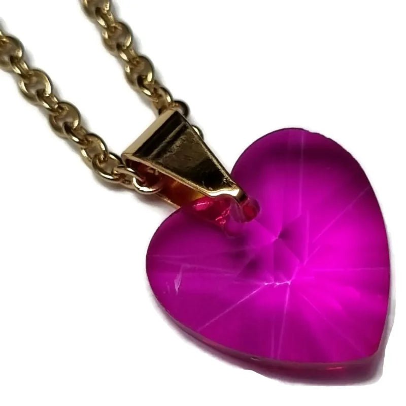 Romantische Stalen Ketting met kristallen hartje - Rood - Dames