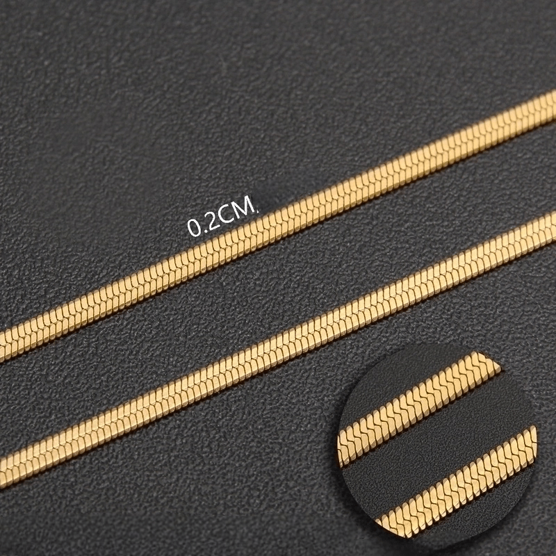 Platte Slangenketting Goudkleurig Staal - 2mm / 40cm - Heren