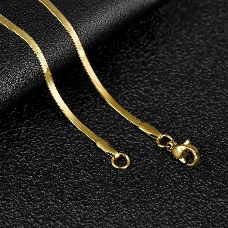 Platte Slangenketting Goudkleurig Staal - 2mm / 40cm - Heren