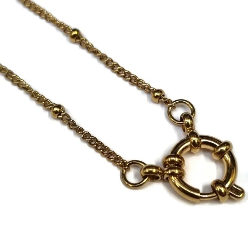 Ketting &acirc;&euro;&ldquo; Staal Bedelketting Bolletjes Schakel Goudkleurig (2mm) - 40cm - Unisex