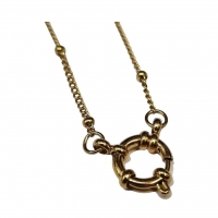 Ketting &acirc;&euro;&ldquo; Staal Bedelketting Bolletjes Schakel Goudkleurig (2mm) - 40cm - Unisex