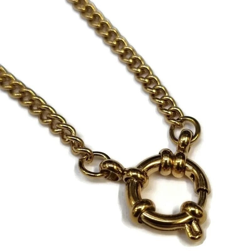 Ketting &acirc;&euro;&ldquo; Staal Bedelketting Gourmetschakel Goudkleurig (3mm) - 40cm - Heren