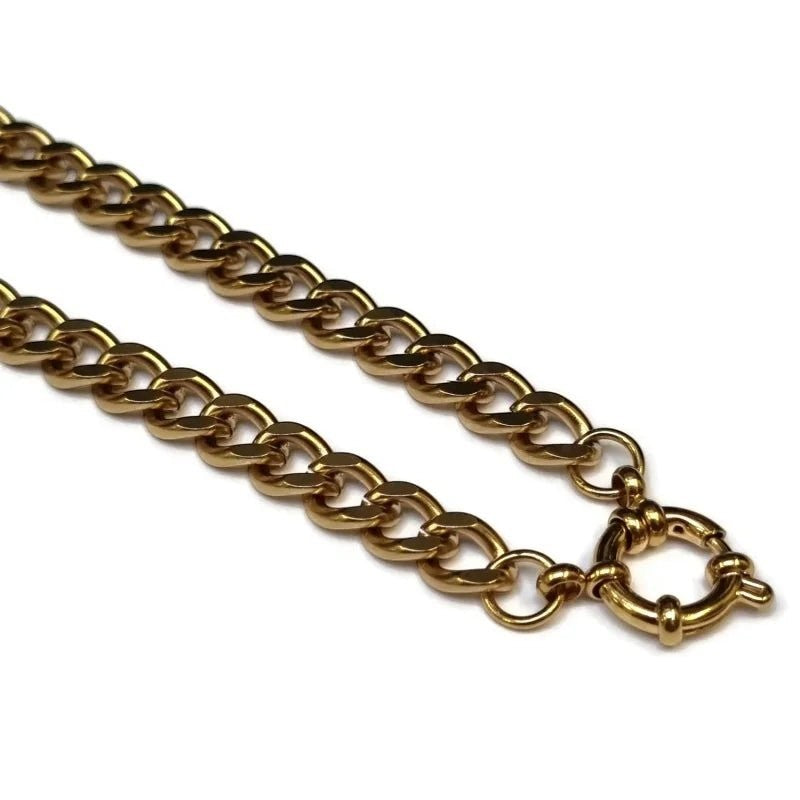 Stalen Bedelketting Gourmetschakel 7mm - Unieke Goudkleur - 40cm - Heren