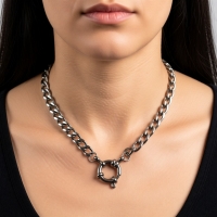 Rvs Bedelketting Gourmetschakel dames - 40cm - Unisex
