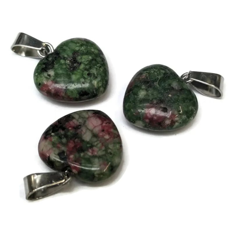 Natuursteen Groene Zoisiet Hartjes Hanger - Unisex