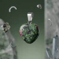Natuursteen Groene Zoisiet Hartjes Hanger - Unisex