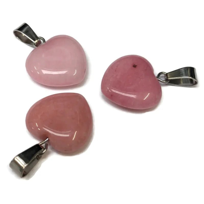 Roze Kwarts Hartjes Hangernatuursteen - Heren