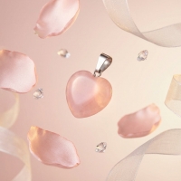 Roze Kwarts Hartjes Hangernatuursteen - Heren