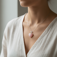 Roze Kwarts Hartjes Hangernatuursteen - Heren